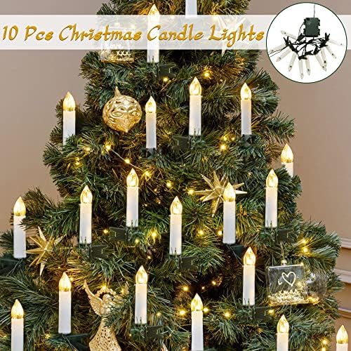 Bsglobal Christmas Tree Candle Lights Operado pela bateria, 10 luzes de velas sem chamas LED com clipes, 2700k