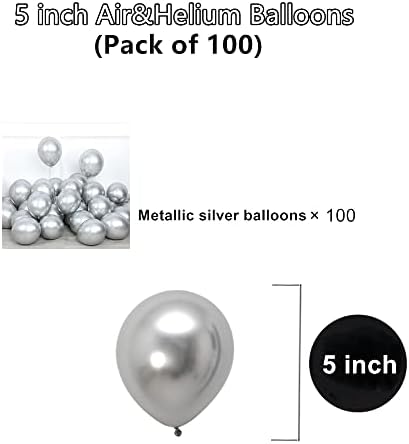 Balões prateados metálicos de 5 polegadas, 100 PCs de espessura de balões de hélio de hélio de látex para