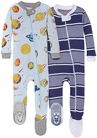 Burt's Bees Baby Boys Pijamas, Zip-Front Non Slip Unisex Sleeper PJS, algodão orgânico