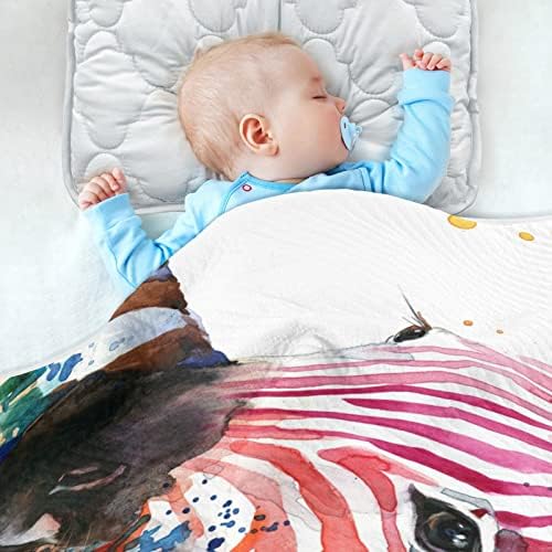 Cataku Watercolor Zebra Animal Baby Plain para meninos meninas Casco de algodão Cama de cobertor