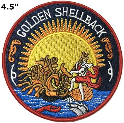 Golden Shellback 4,5 Patch bordado Diy Iron ou Sew-On Decorative Facation Travel Travel Aplique Applique