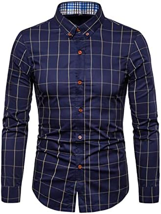 Maiyifu-gj-GJ Men's Wrikle Dress Dress camisa de vestido regular Button Button Down Down Camisetas xadrez