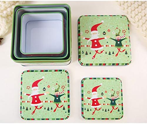 AMOSFUN 3PCS Caixas de biscoitos de natal