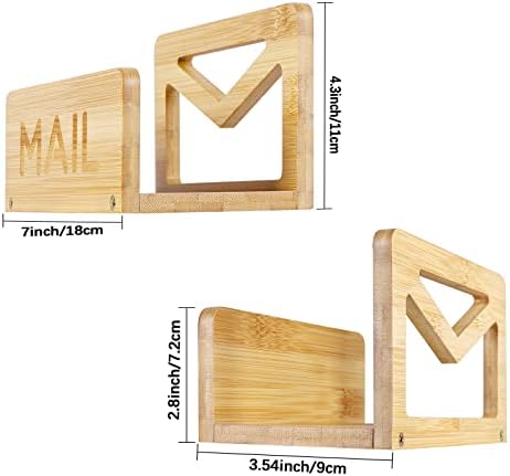 Organizador de correio de bambu teniinet com design de recorte, adequado para decoração de desktop