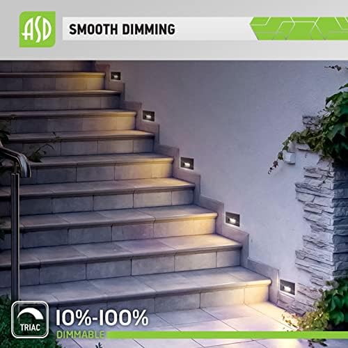 ASD Stair Lights Indoor Outdoor Waterspert, 3000K/ 4000K/ 5000K, luzes LED reduzíveis de 120V, corpo