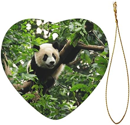 Pingente de coração de cerâmica de Natal da Árvore Panda, 2022 Pingente Mantel Família Popular