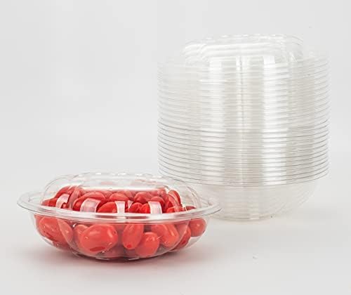 Maçã dourada, 18 onças-12 pontos de plástico descartável que serve tigelas de rosas com tampas, grandes recipientes de salada descartável de plástico transparente com tampas