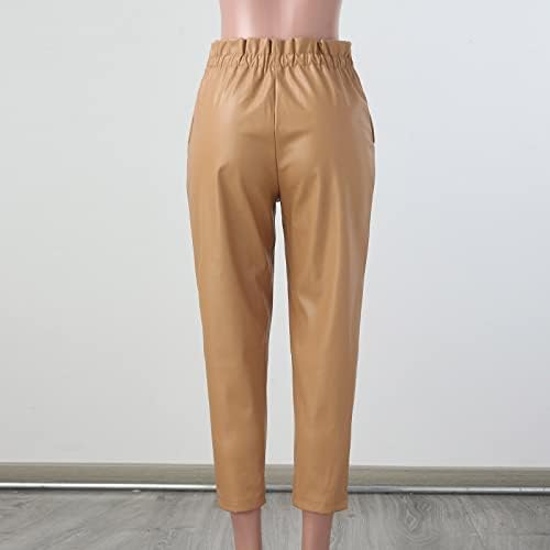Cantura elástica da cintura elástica de amarração feminina corredores de tornozelo com calças