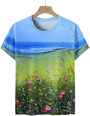 Tops de verão para mulheres 3/4 manga Vintage Floral Print Tshirts Casual Casual Casual Camisetas