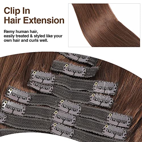Extensões de cabelo de graww clipe de cabelos humanos 120g chocolate marrom 20 polegadas 8pcs 18clips clipe de cabelo