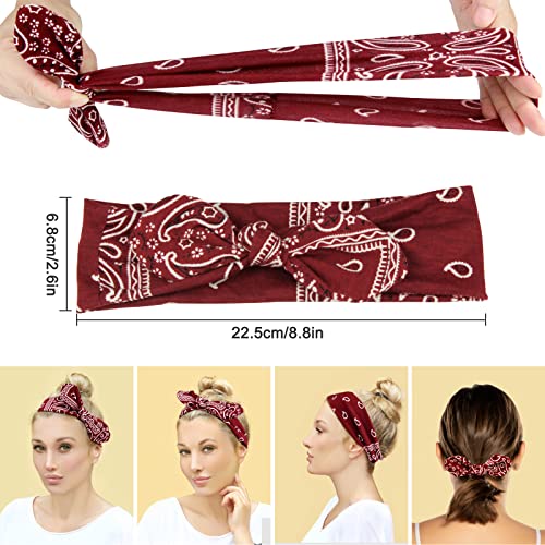 Eyxformula 6 PCs Bandana Bandana - Bandes de cabeça de arco de amarração para mulheres - Elastic Paisley