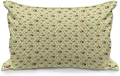 Ambesonne Fruit acolchoado na capa de travesseiro, impressão de estilo de doodle de abacate grande e pequeno,