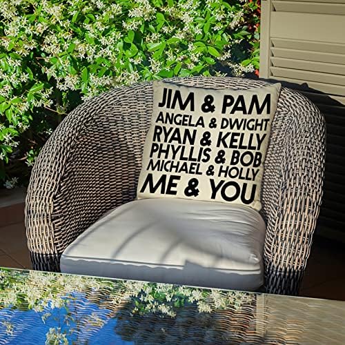 Softxpp Jim e Pam Campa de travesseiro decorativo engraçado, cofre de linho de algodão, Decoração da Farmhouse