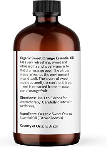 Óleo essencial de laranja doce orgânica do naturobliss, grau terapêutico puro, óleo de laranja doce de qualidade