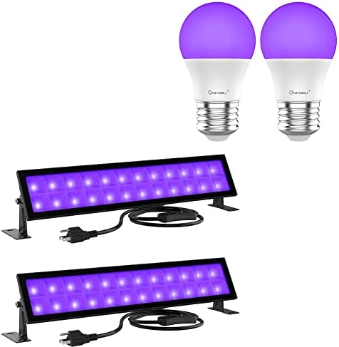 Lâmpadas de lâmpadas pretas LED de 2 pacote de 2 pacote e 2 pacote de 48w Barra de luz preta com plugue