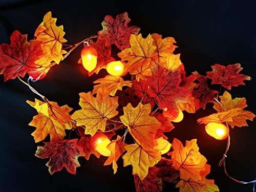 Decorações de outono para guirlanda de folhas de bordo em casa com luzes de 7 pés 10 lâmpadas lâmpadas