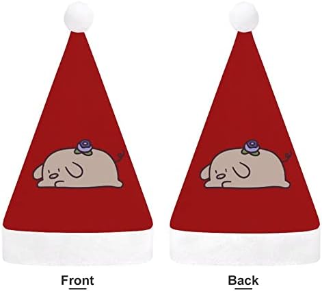Chapéu de natal de porco mirtilo chapéu de natal e bom chapéus de Papai Noel com borda de pelúcia e decoração de