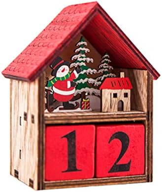 NUOBESTY 2PCS Casa de Natal do advento Calendário iluminar o calendário de madeira de Natal, cena de natal