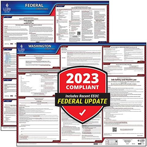 2023 Washington e Federal Lei Lei do Trabalho Conjunto - pôsteres laminados compatíveis pela OSHA