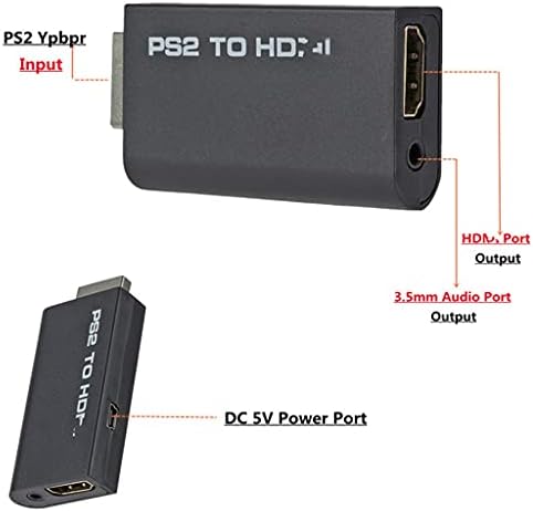 Pnnerr portátil ps2 a 480i/480p/576i conversor de vídeo de áudio com suporte de saída de 3,5 mm Todos