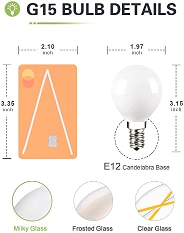 Lâmpada de lâmpada LED de LED de G15 E12 Dimmable 25W, capa de vidro fosco profundo, lâmpada de filamento