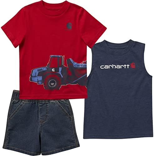 Carhartt Baby-Boys Camiseta de manga curta, camiseta sem mangas e shorts jeans