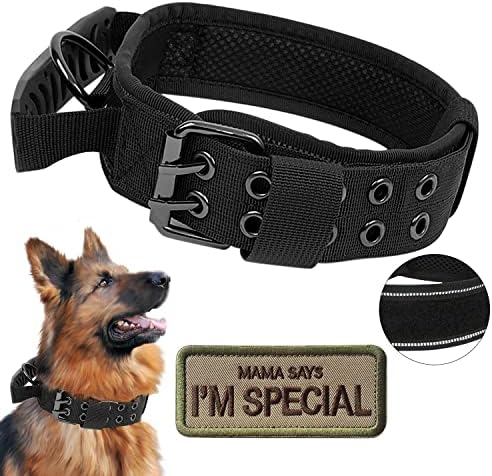 Atualizar colarinho tático para cães - colarinho de cão militar nylon de treinamento ajustável colarinho
