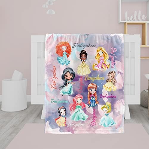 Angeline Kids USA fez cobertores de bebê personalizados, contos de fadas Princess Baby Blanket com nome, Presente