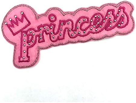 Princesa rosa com coroa de ferro ou costura em adesivo bordado 10 peças