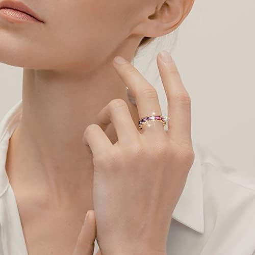 Ringos de anel justificados de dedo anel multicolorido de zircão de zircão feminino jóias de moda simples banda