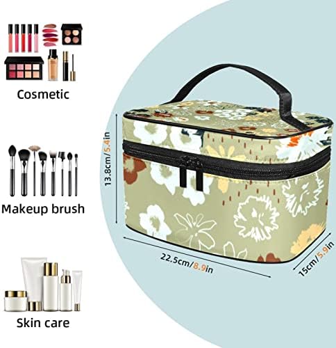 Saco de maquiagem pequeno, organizador cosmético da bolsa com zíper para mulheres e meninas, flores