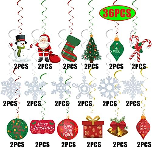 Goer 36 PCs Decorações de Natal, redemoinhos pendurados para suprimentos de festa de Natal