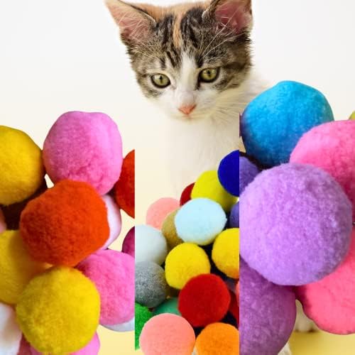 Bolas de Pom Pom Pom Pom Pom para Kittens - Cores leves, interativas e variadas - Bolas de brinquedos