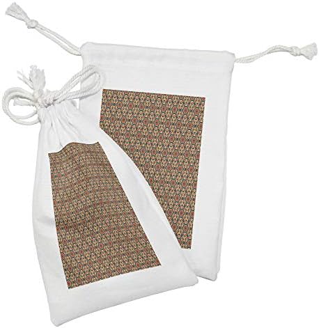 Conjunto de bolsas de tecido de mosaico de Ambesonne de 2, padrões de azulejos de cerâmica floral