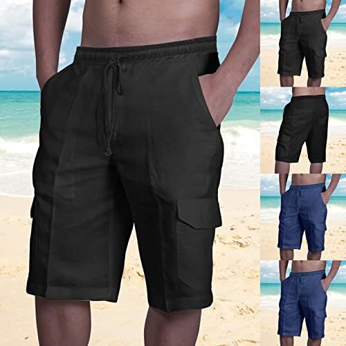 Shorts de linho de algodão Firero para homens shorts de praia casual Comfort Comfort Workout Treino de cordão