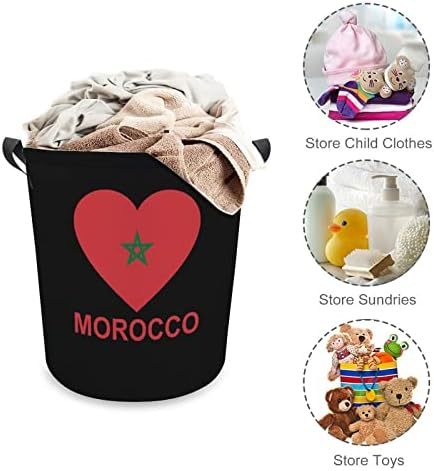 Love Marrocos Marrocos Cesta de lavanderia dobrável Lavanderia Saco de armazenamento de lavanderia com alças