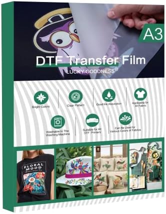 Glitter DTF Transfer Film A3 Imprimível Papel de transferência de calor fosco de ferro para tecido escuro