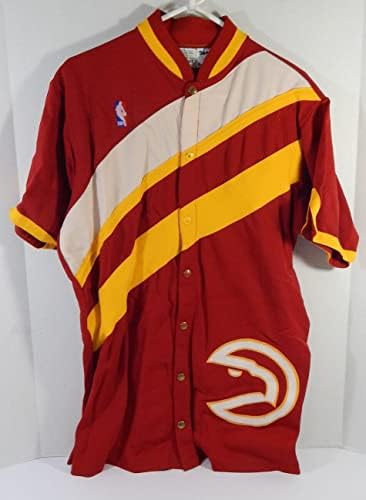 1987-88 Atlanta Hawks Doc Rivers 25 Game usou Red Warm Up Jacket 40 56 - jogo da NBA usado