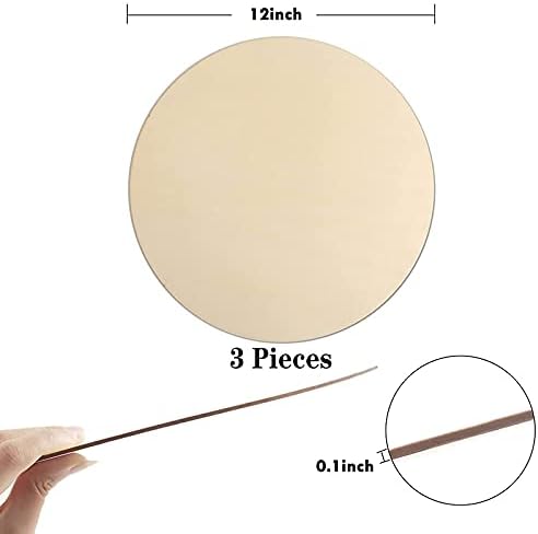 Yollo 3pcs 12 polegadas círculos de madeira para artesanato, recorte de madeira em branco inacabados