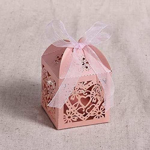 N/A 20pcs/set Love Heart Hollow Carriage Favors Gifts Candy Boxes com material de festa de casamento de fita