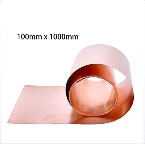 Placa de latão Umky 99,9% de cobre Cu Metal Folha de folha T2 Alta pureza Rolo de papel alumínio, 100x1000 mm,
