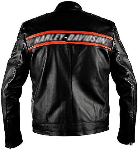 Bill Biker Goldberg Men's Cowhide Leather Jackets com remendos - Estoque pronto