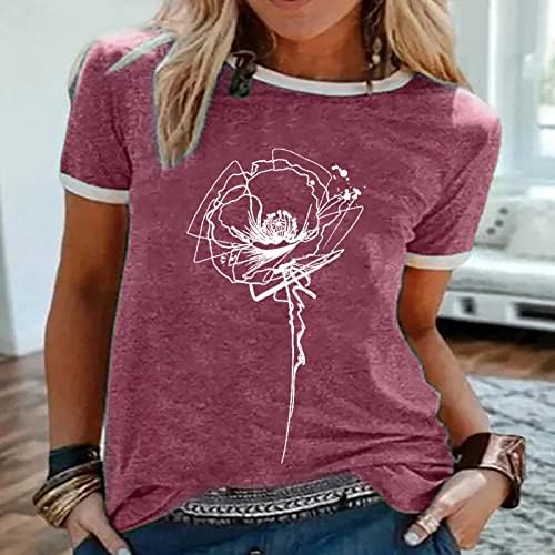 Camisetas gráficas vintage para mulheres, camiseta gráfica de leão camisa de férias de flores silvestres