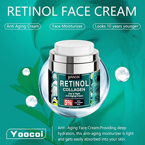 Creme de retinol para rosto, creme de colágeno para rosto, creme anti-envelhecimento diurno e noturno, hidratante