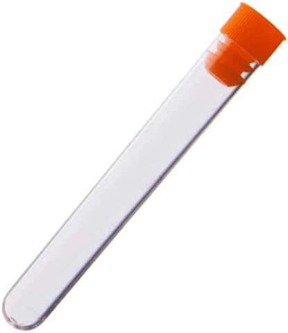 20pcs 12x100mm 8ml Tubos de ensaio com tampas laranja Tubos de teste de plástico transparente