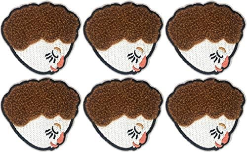 6pcs Cabeça de menina fofa com chenille bordado emblema apliques crachos para reparar orifícios jaquetas sacos