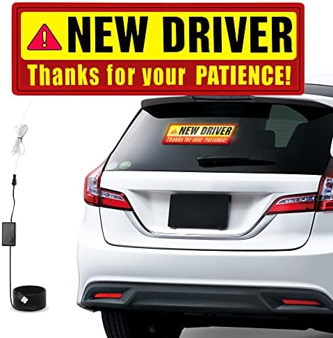 Novo adesivo de motorista para carro, adesivo de carro LED para novo motorista, iluminação de alerta