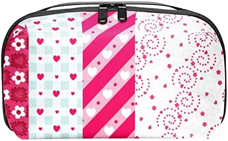 Sacos de cosméticos à prova d'água, Valentine Love Pink Heart Flor Viagem Bolsas cosméticas, sacos de