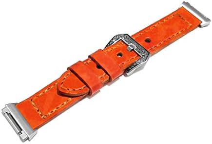 Nickston Orange escovado cinta de couro genuíno compatível com Fitbit Ionic Smartwatch Luxury