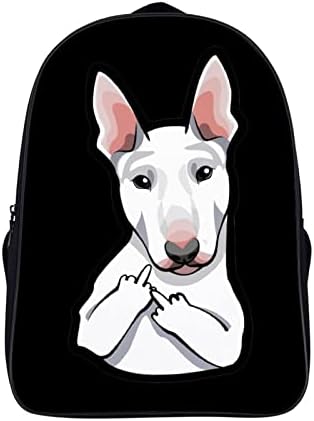 Dog Bull Terrier com mochila do meio de dedo de dedo médio